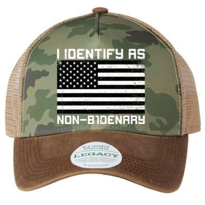 I Identify As Non B1denary USA American Flag Legacy Tie Dye Trucker Hat