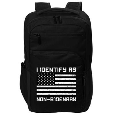 I Identify As Non B1denary USA American Flag Impact Tech Backpack