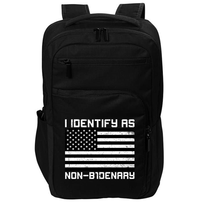 I Identify As Non B1denary USA American Flag Impact Tech Backpack