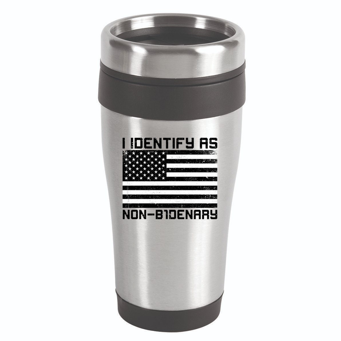 I Identify As Non B1denary USA American Flag 16oz Travel Tumbler