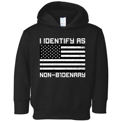 I Identify As Non B1denary USA American Flag Toddler Hoodie