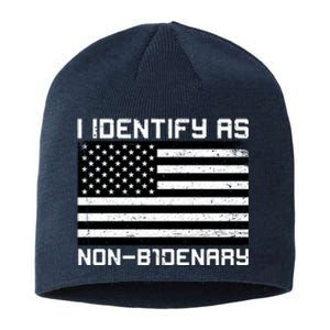 I Identify As Non B1denary USA American Flag Sustainable Beanie