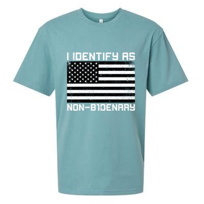 I Identify As Non B1denary USA American Flag Sueded Cloud Jersey T-Shirt