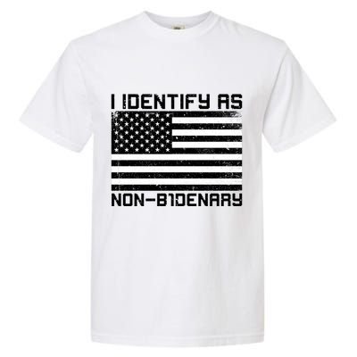 I Identify As Non B1denary USA American Flag Garment-Dyed Heavyweight T-Shirt
