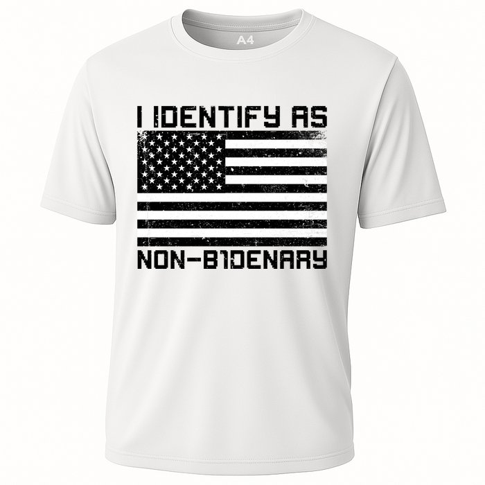 I Identify As Non B1denary USA American Flag Cooling Performance Crew T-Shirt