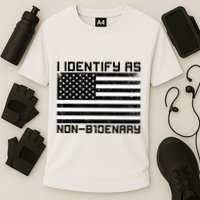 I Identify As Non B1denary USA American Flag Cooling Performance Crew T-Shirt