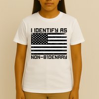 I Identify As Non B1denary USA American Flag T-Shirt