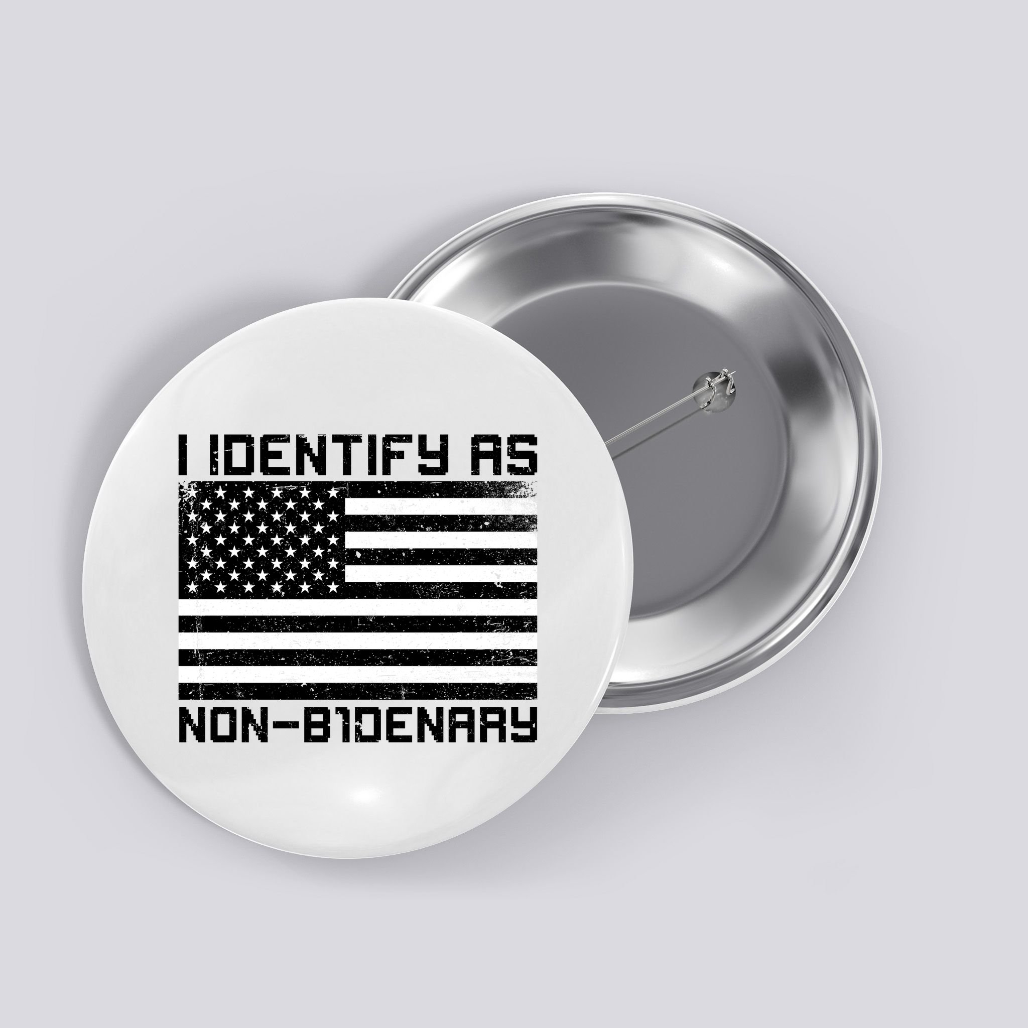 I Identify As Non B1denary USA American Flag Button