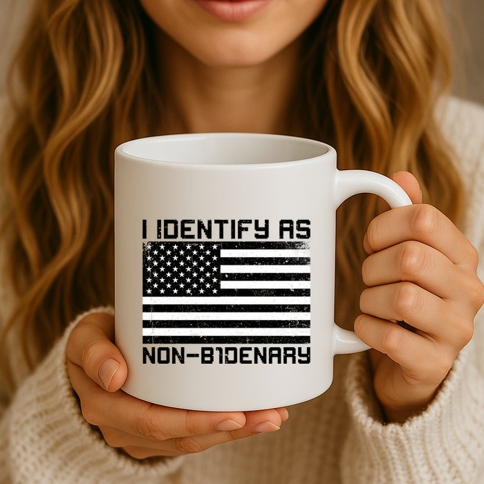 I Identify As Non B1denary USA American Flag Mug