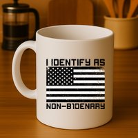 I Identify As Non B1denary USA American Flag Mug