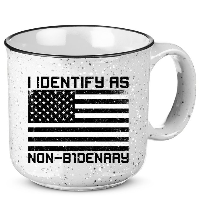 I Identify As Non B1denary USA American Flag 15oz Campfire Ceramic Mug