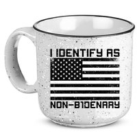 I Identify As Non B1denary USA American Flag 15oz Campfire Ceramic Mug