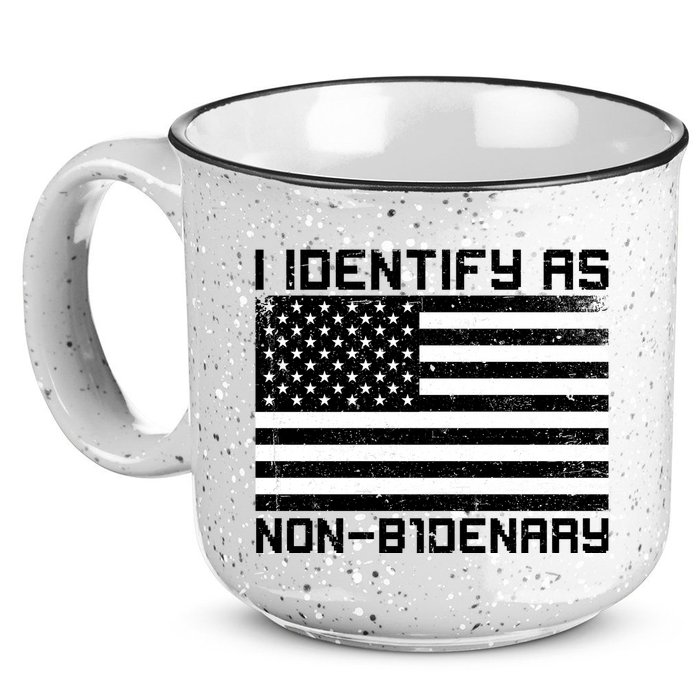 I Identify As Non B1denary USA American Flag 15oz Campfire Ceramic Mug