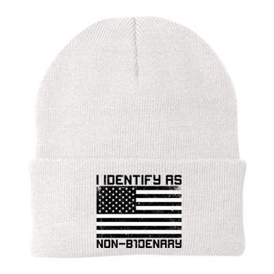 I Identify As Non B1denary USA American Flag Beanie