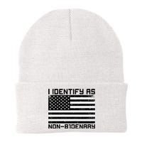 I Identify As Non B1denary USA American Flag Knit Cap Winter Beanie