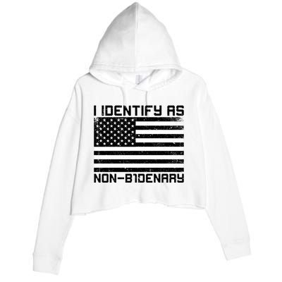I Identify As Non B1denary USA American Flag Crop Fleece Hoodie