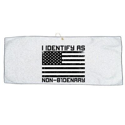 I Identify As Non B1denary USA American Flag Large Microfiber Waffle Golf Towel