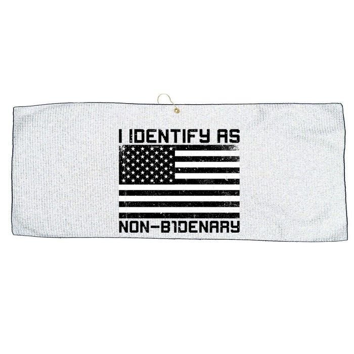 I Identify As Non B1denary USA American Flag Large Microfiber Waffle Golf Towel