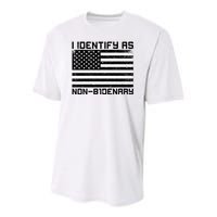 I Identify As Non B1denary USA American Flag Youth Performance Sprint T-Shirt