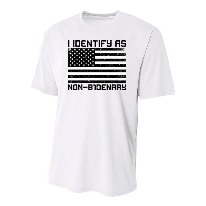 I Identify As Non B1denary USA American Flag Youth Performance Sprint T-Shirt