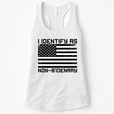 I Identify As Non B1denary USA American Flag Womens Tank Top