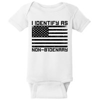 I Identify As Non B1denary USA American Flag Baby Bodysuit
