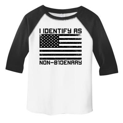 I Identify As Non B1denary USA American Flag Toddler Fine Jersey T-Shirt