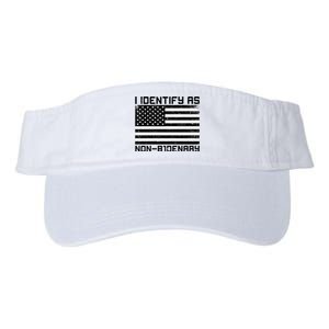 I Identify As Non B1denary USA American Flag Valucap Bio-Washed Visor