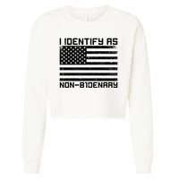 I Identify As Non B1denary USA American Flag Cropped Pullover Crew