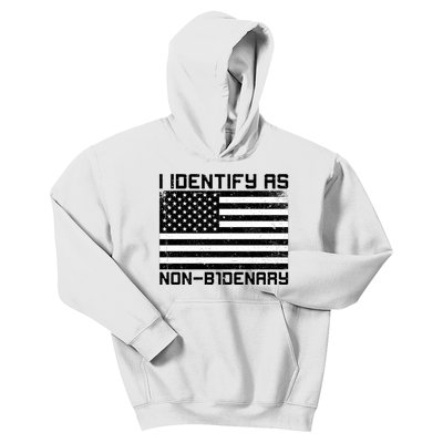 I Identify As Non B1denary USA American Flag Kids Hoodie