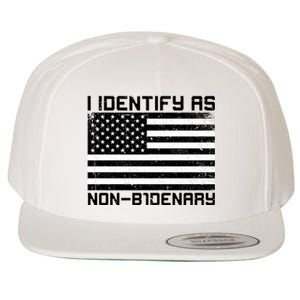 I Identify As Non B1denary USA American Flag Wool Snapback Cap