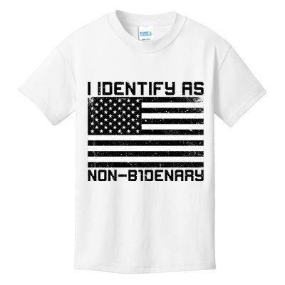 I Identify As Non B1denary USA American Flag Kids T-Shirt