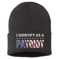 I Identify As A Patriot American Flag Patriotism Patriotic Sustainable Knit Beanie