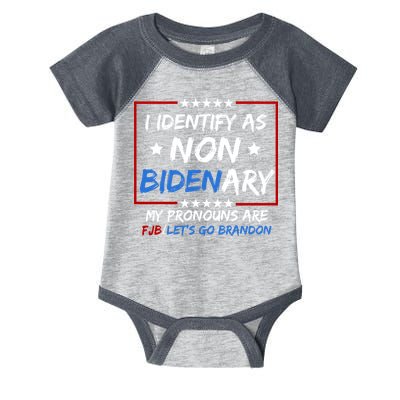 I Identify As Non Bidenary My Pronouns Are Fjb Lets Go Brandon Infant Baby Jersey Bodysuit