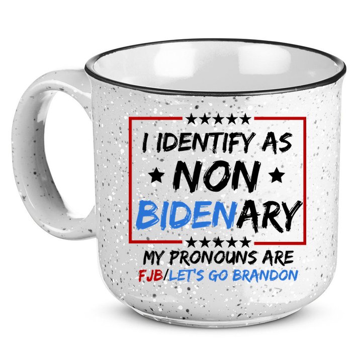 I Identify As Non Bidenary My Pronouns Are Fjb Lets Go Brandon 15oz Campfire Ceramic Mug