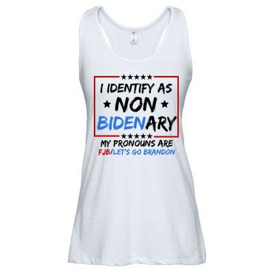 I Identify As Non Bidenary My Pronouns Are Fjb Lets Go Brandon Ladies Essential Flowy Tank