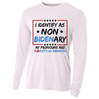 I Identify As Non Bidenary My Pronouns Are Fjb Lets Go Brandon Cooling Performance Long Sleeve Crew