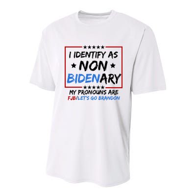 I Identify As Non Bidenary My Pronouns Are Fjb Lets Go Brandon Youth Performance Sprint T-Shirt
