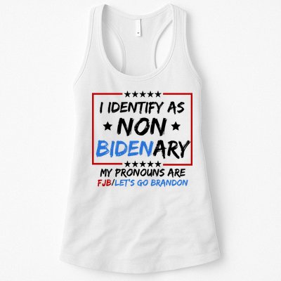 I Identify As Non Bidenary My Pronouns Are Fjb Lets Go Brandon Womens Tank Top