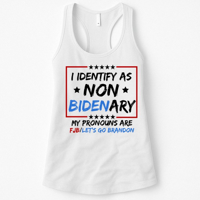 I Identify As Non Bidenary My Pronouns Are Fjb Lets Go Brandon Womens Tank Top