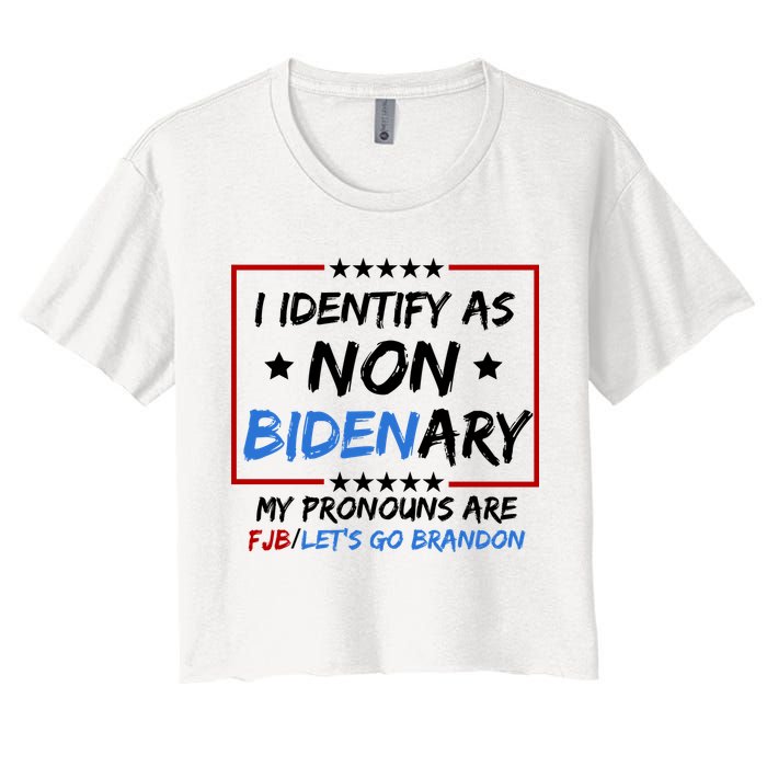 I Identify As Non Bidenary My Pronouns Are Fjb Lets Go Brandon Crop Top