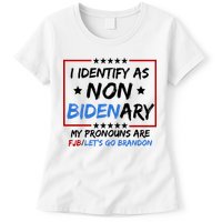 I Identify As Non Bidenary My Pronouns Are Fjb Lets Go Brandon Womens T-Shirt