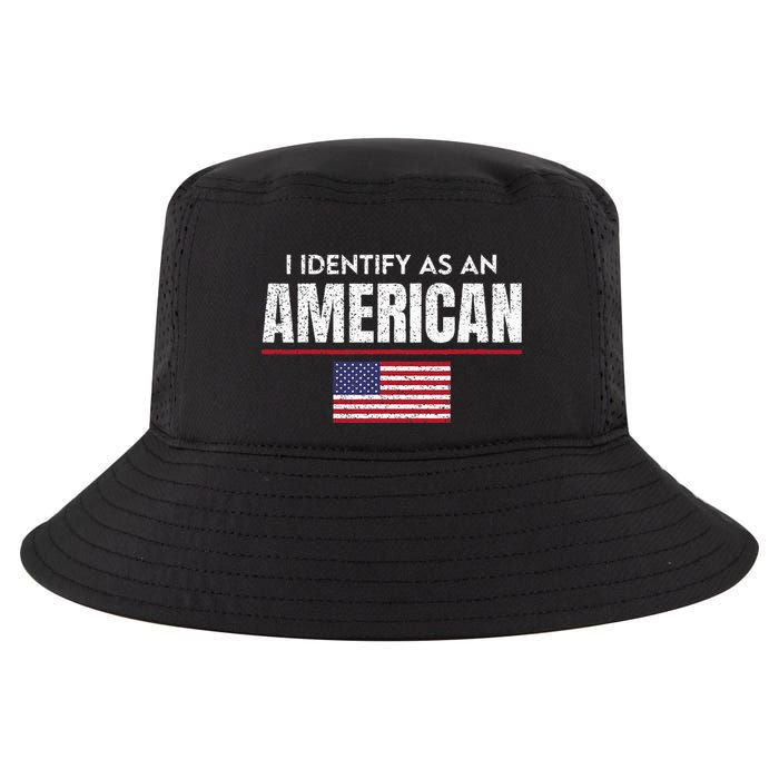 I Identify As An American No Identity Politics USA Flag Cool Comfort Performance Bucket Hat