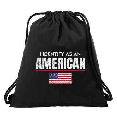 I Identify As An American No Identity Politics USA Flag Drawstring Bag