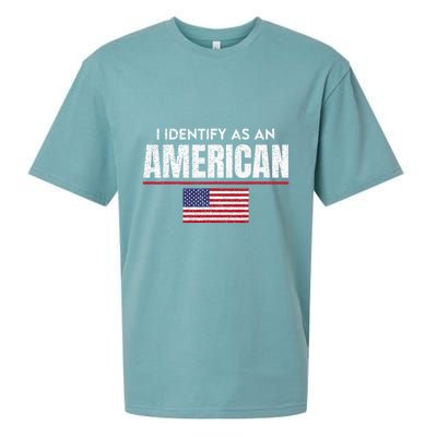 I Identify As An American No Identity Politics USA Flag Sueded Cloud Jersey T-Shirt