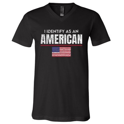 I Identify As An American No Identity Politics Usa Flag V-Neck T-Shirt