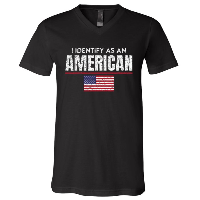 I Identify As An American No Identity Politics Usa Flag V-Neck T-Shirt