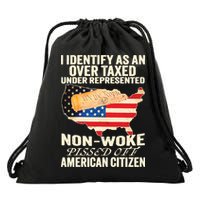 I Identify As An Over Taxed Under Represented Nonwoke Pissed Off Amer Drawstring Bag