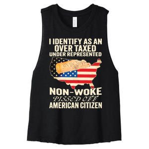 I Identify As An Over Taxed Under Represented Nonwoke Pissed Off Amer Women's Racerback Cropped Tank