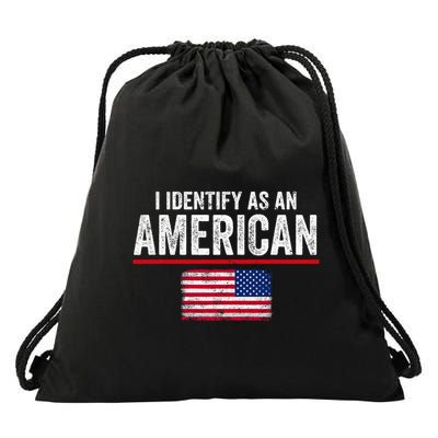 I Identify As An American No Identity Politics Usa Drawstring Bag